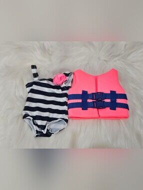 Doll's Swimsuit & life vest set